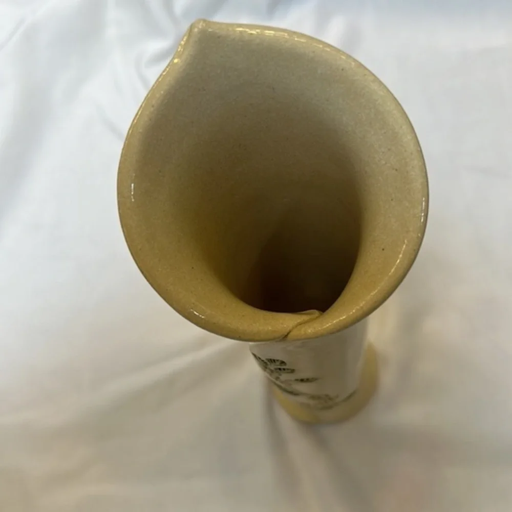 Pottery Tan  Tulip WrapVase with Flower Motif